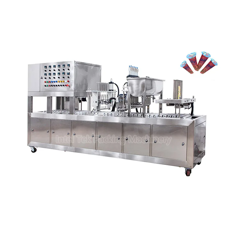 Automatic Ice Lolly Tube Calippo Filling Sealing Machine 70ml Paper Cone Squeeze Cup Ice Cream Packing Machine With Paper Lid