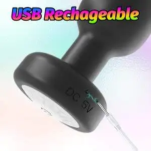LED Light G-spot Anal Plug Silicone Anal Vibration Prostate Massager with Remote Control Adult Sex Toy for Men and Women Black