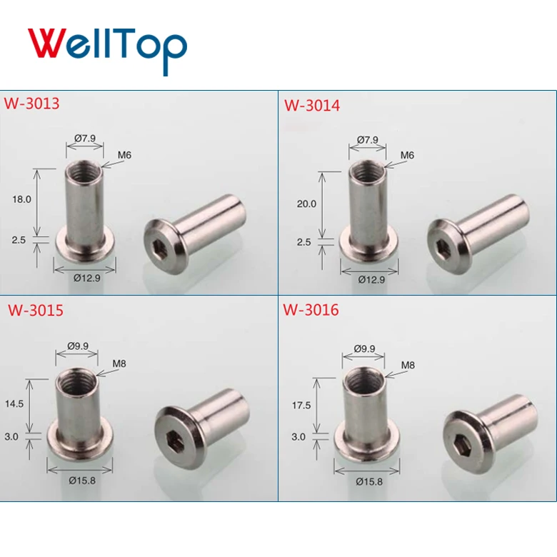 Furniture Fitting Splint Nut Male-female Snap Rivets Butt Set Screws With Nut Vt-11.083