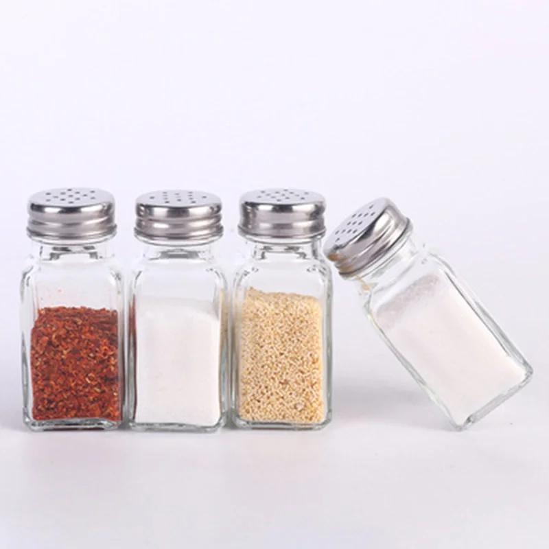 new design mumu glass spice jar with stainless steel silver lid