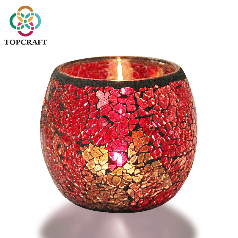 Wholesale Colorful Mosaic Candle  Cheap Glass Candlesticks  Candle Jars For Wedding And Home Decoration