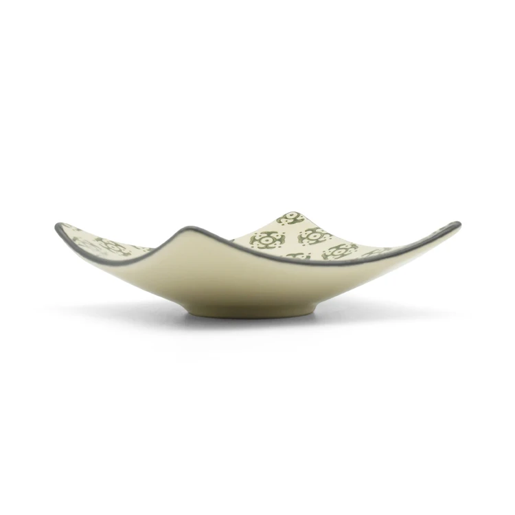 Custom Ceramic seving platter dinnerware 10 inch  square dish flower printing Japanese style collection stoneware plate