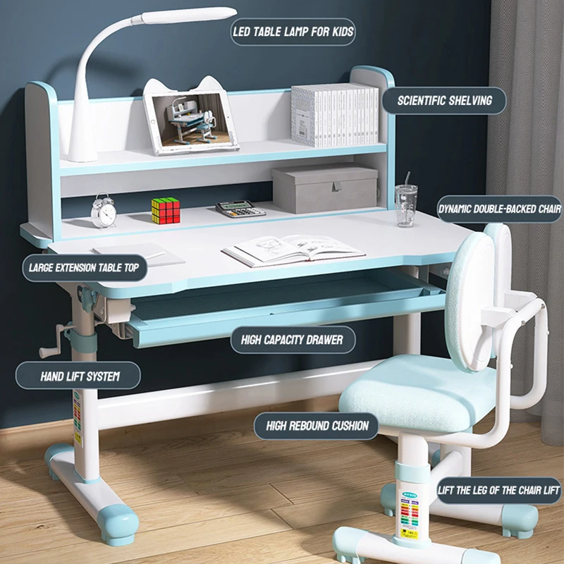 Student Table and Chair Set Adjustable Student Table with Keyboard Tray Pull Lifting