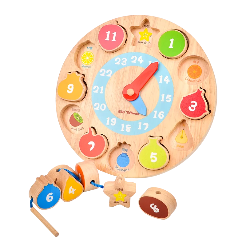 Factory Direct China Toy Wooden Clock Clock Wooden Puzzle Toys Toys Montessori Natural Wood
