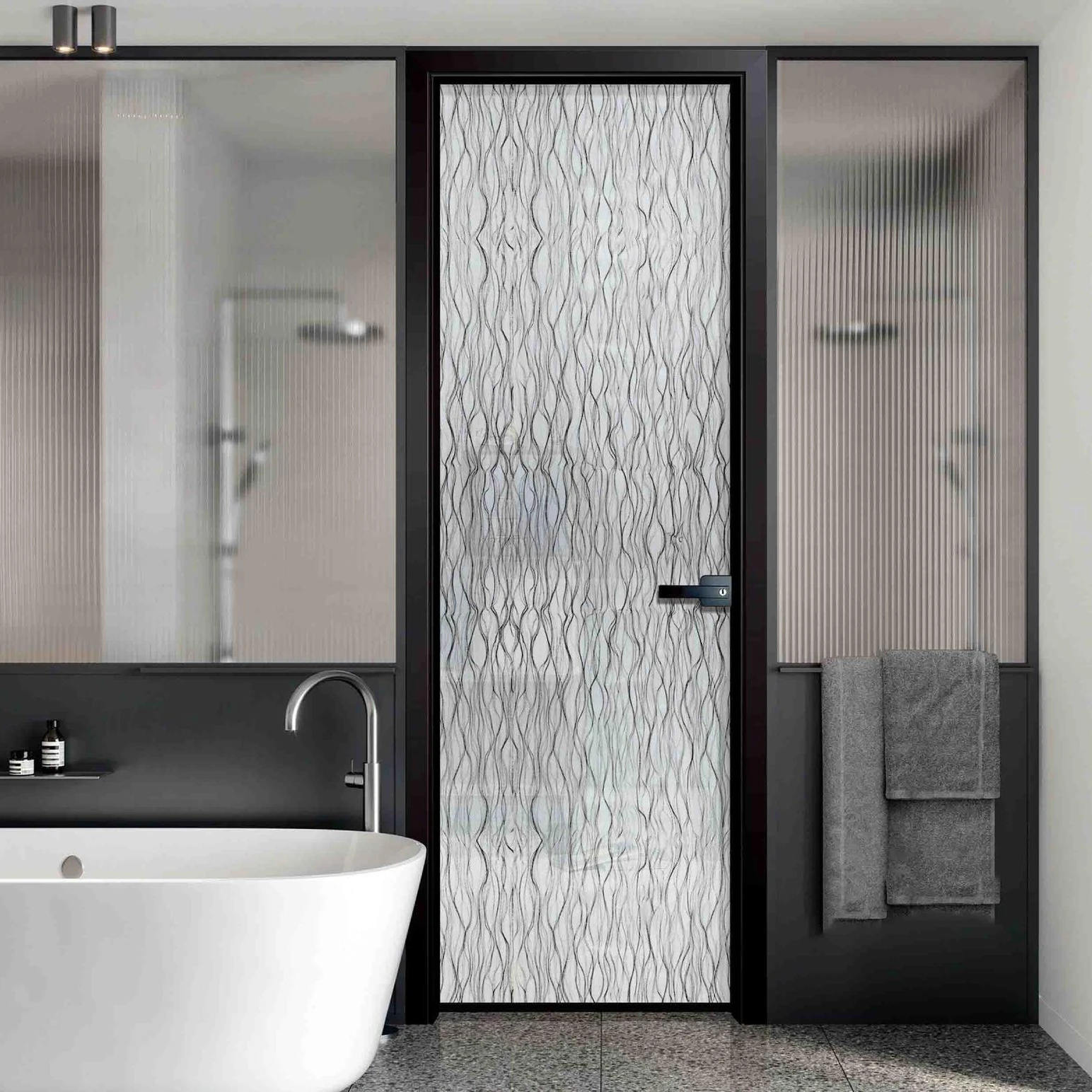 Cheap price latest model aluminium frame  frosted glass waterproof bathroom door