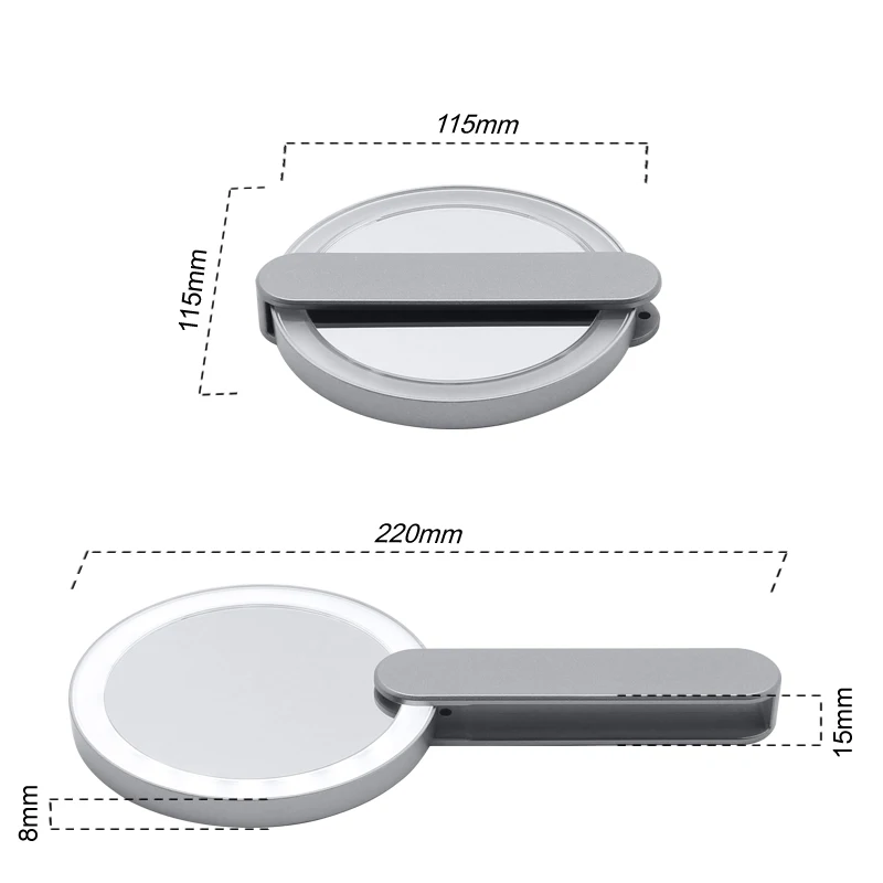 Модное косметическое зеркало с 10-кратным увеличением, светодиодное вращающееся ручное зеркало для макияжа