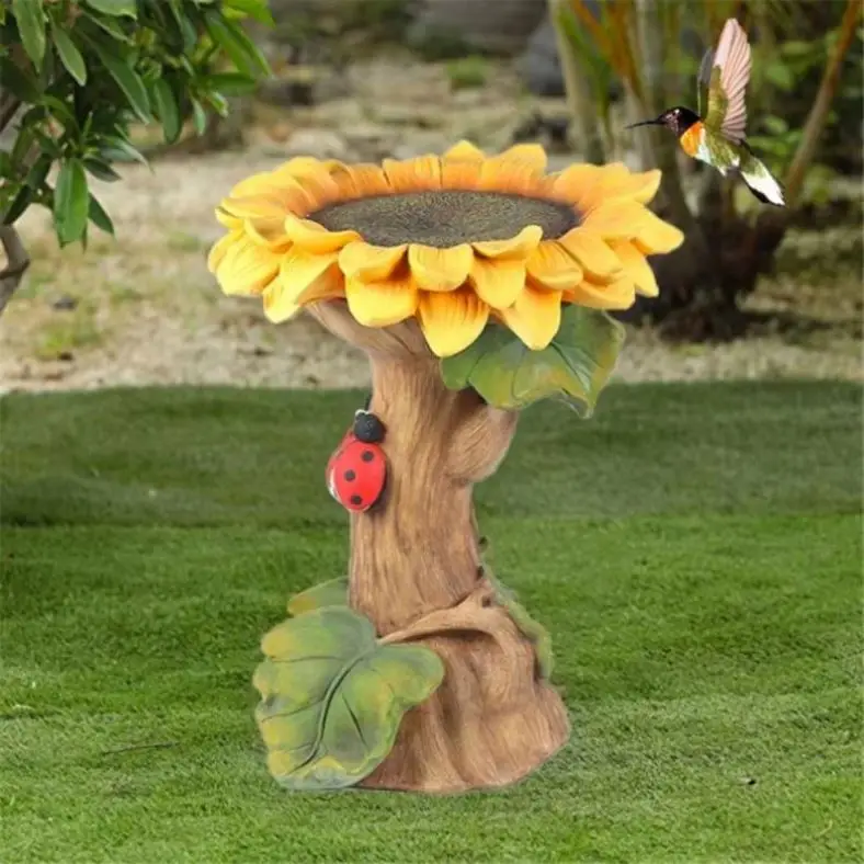01 Polyresin Bird Feeder Pet Feeding Tray Indoor Ornaments Outdoor Birdhouse Garden Decor Sunflower Birds Feeders
