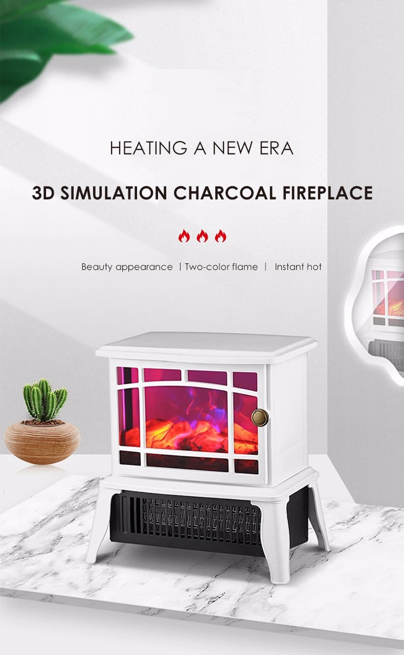 1500W Electric Home Fireplaces 3d Fire Winter Living Room Bedroom Indoor  Electric  Heating Portable Fire Place Stove