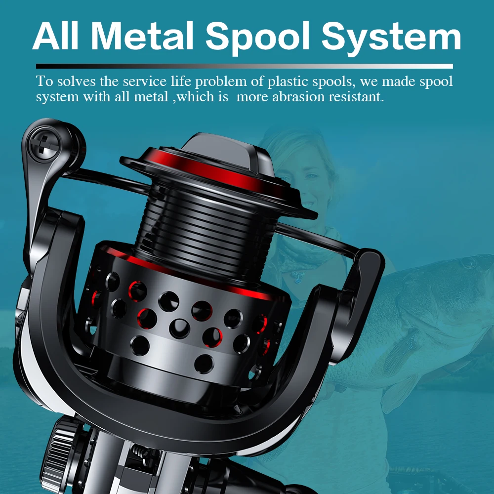 Ashconfish all Metal Saltwater Fishing Reel 2000 3000  5000 Series Fishing Tackle For Carp Double Loading Spinning Fishing Reels