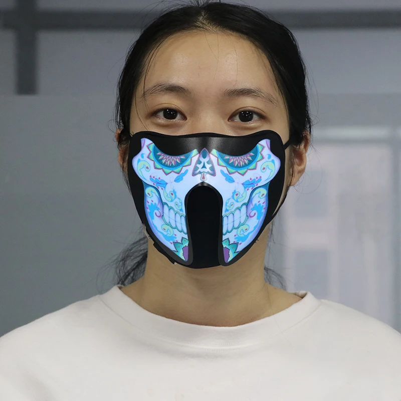 Voice Activated Led Flashing Halloween el Mask Led Face Mask for Christmas