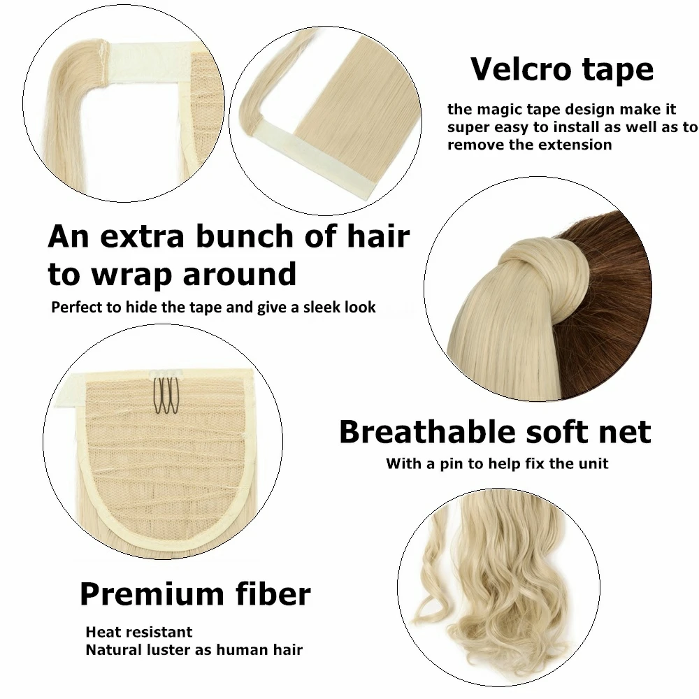 Смешанный коричневый Светлый пианино цвет синтетическая обертка вокруг конского хвоста Омбре седые волосы Удлинитель на клипсе для конского хвоста искусственный конский хвост