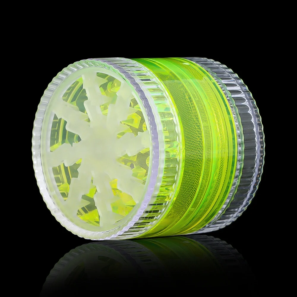 Plastic Spice 4 Layers manual moledores por mayor molinillo de hierbas Herbal Tobacco Led Herb Grinder Glow In The Dark Grinder