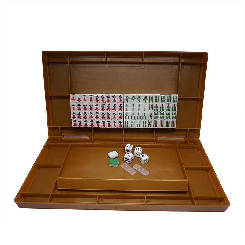 Source manufacturers supply portable mini mahjong set color box packaging carving Japanese sparrow with folding table