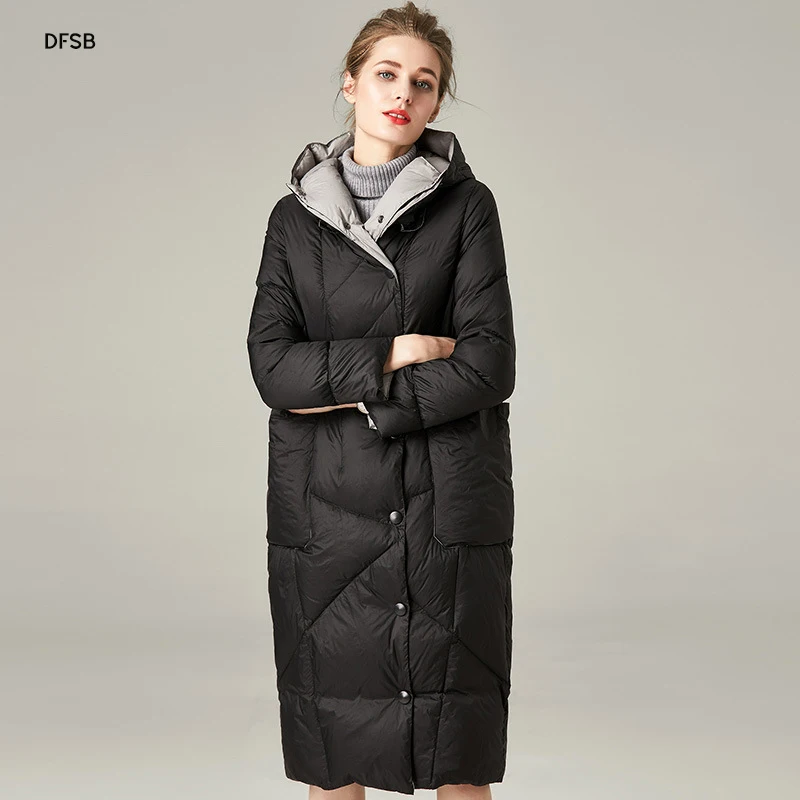 wholesale coat women zipper warm puffer coat bubble long down jacket ladies popular warm detachable hat parka