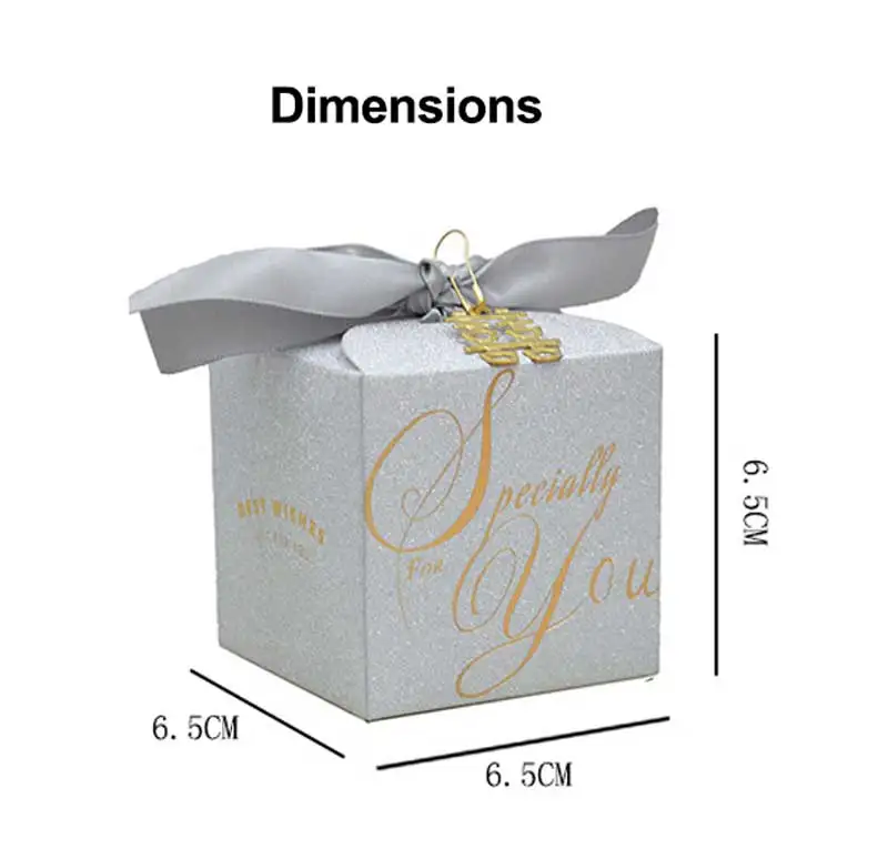 Bridal Shower Bride Hen Party Gift Holders Gold Stamping Foil Specially For You Glitter Paper Wedding Candy Box With Ribbon