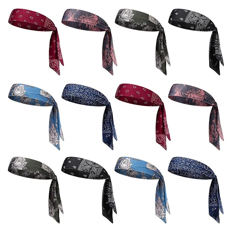 Pure color Sport Head Tie Sweat-absorbing Headscarf Pirate Strap Headband Tennis Yoga Running Hair Tie