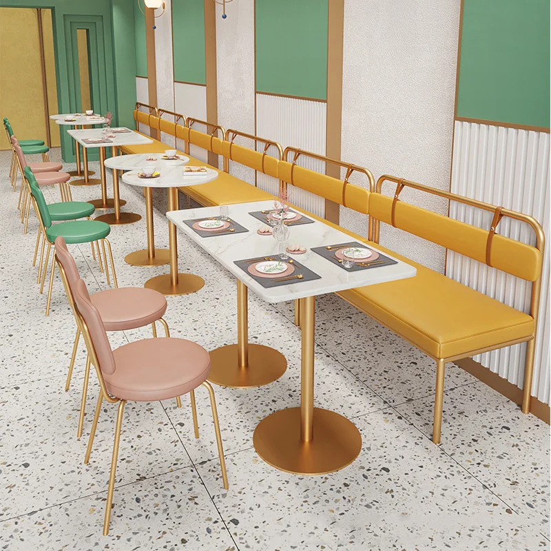 Factory Price Iron Art Soft Bag Booth Sofa Table And Chair Set Modern Luxury Soft Cushion Customized Cafe Restaurant Furniture