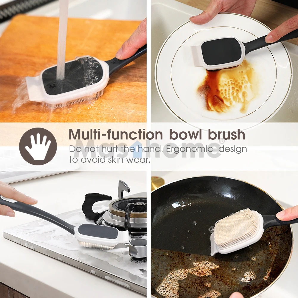 Masthome Scraper Design Dishwashing Kitchen Cleaning Brushes Silicone Scrub Dish Brush