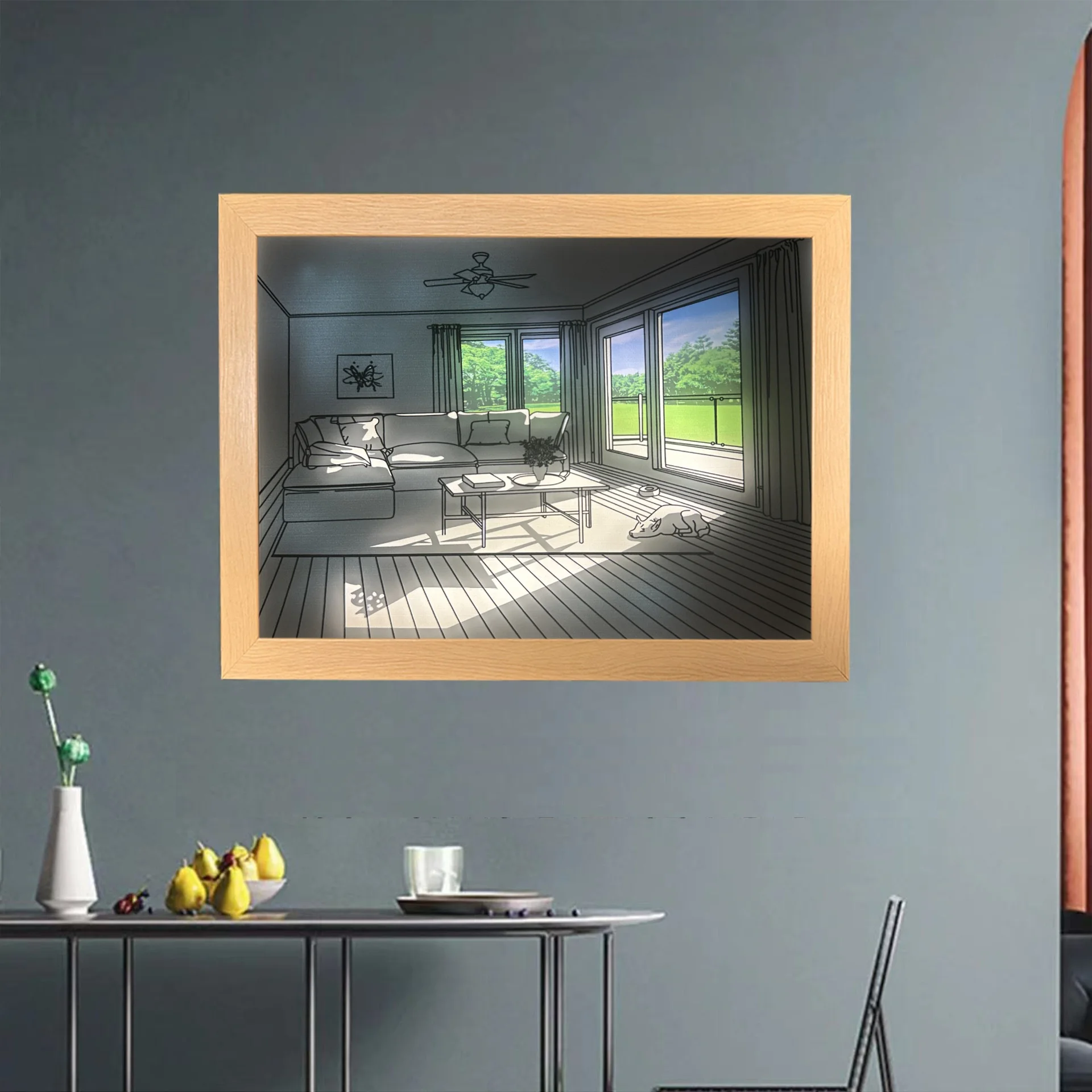 Creative Home Decor Original Art Acrylic Screen Layer Colorful Painting And Sketching Changed Led Light Pop Art Panting gift