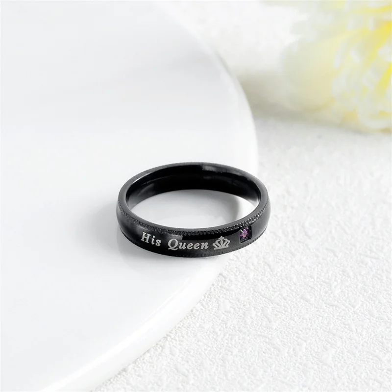 New Herking HisQueen Crown Queen Titanium Steel black Couple ring Couple Ring