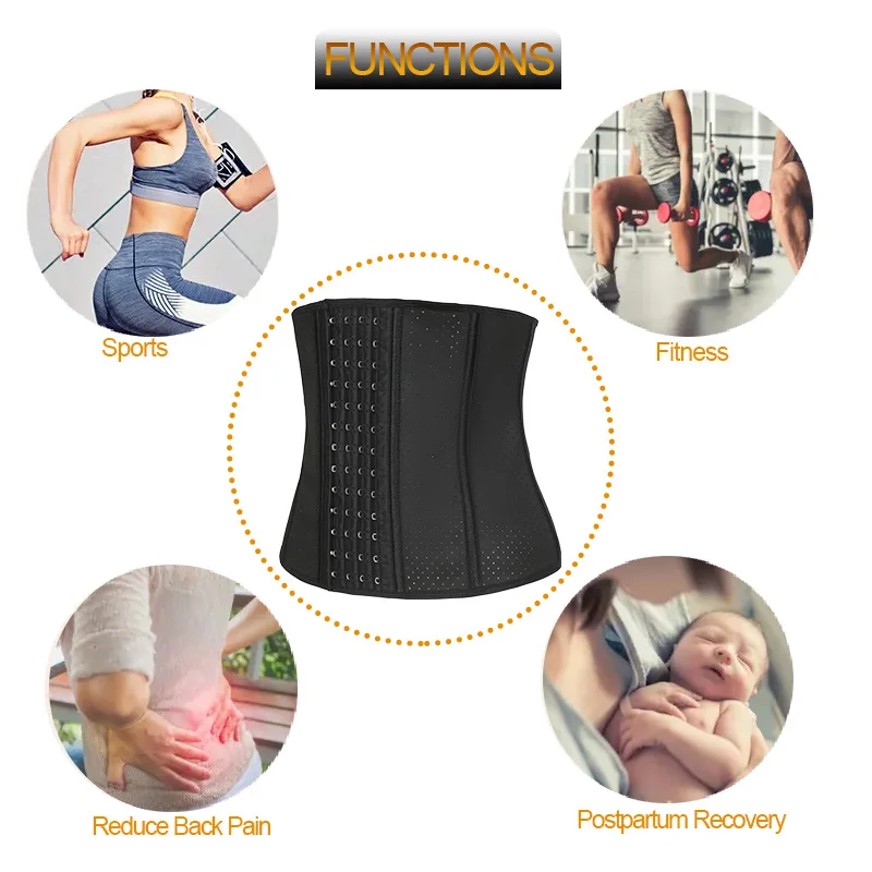 Bones Waist Trainer Pospartum Recovery Belts Waist Cincher Firm Tummy Control Shaper 9 Steel Logo Latex Support Customized
