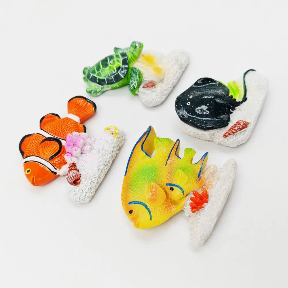 Custom Handmade Resin Fridge Magnets Creative souvenir Clownfish Turtle Manta Rays 3D Fridge Magnets