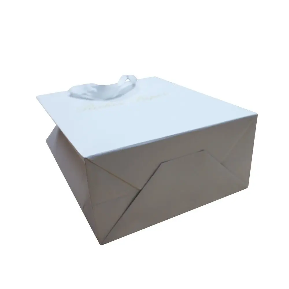 Biodegradable White Kraft Paper Bag with Logo Print Premium Quality Gift Paper Bag