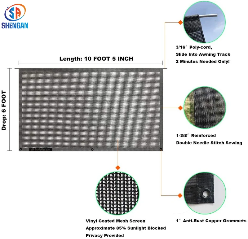 RV Awning Sun Shade Screen RV Caravan Awning Portable Foldable Sunshade Awning for RV Camper Trailer