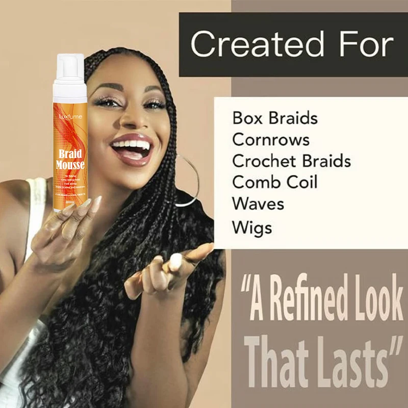 Luxfume Braid Mousse Private Label Anti Frizz Braiding Moisturizing Hair Mousse For Braids