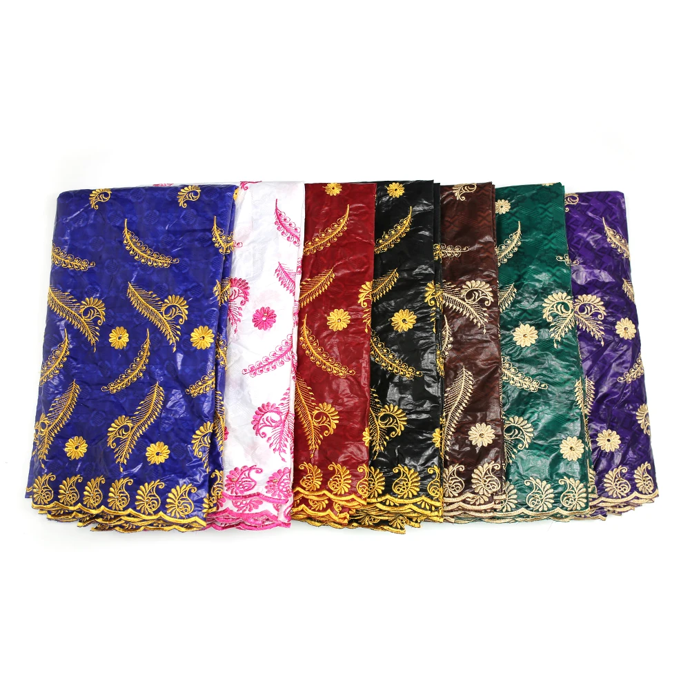 New 5 Yards Bazin and 2 Yards Lace for African Bazin Embroidery Design Bazin Riche