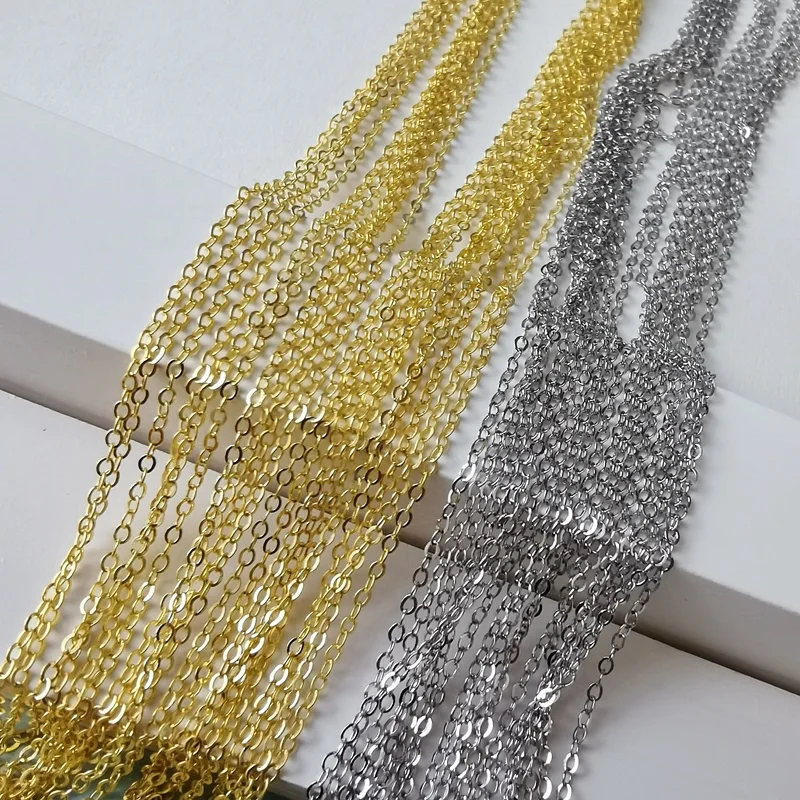 Wholesale Fashion 925 Sterling Silver Vacuum Plated Real Gold Chain Necklace Women