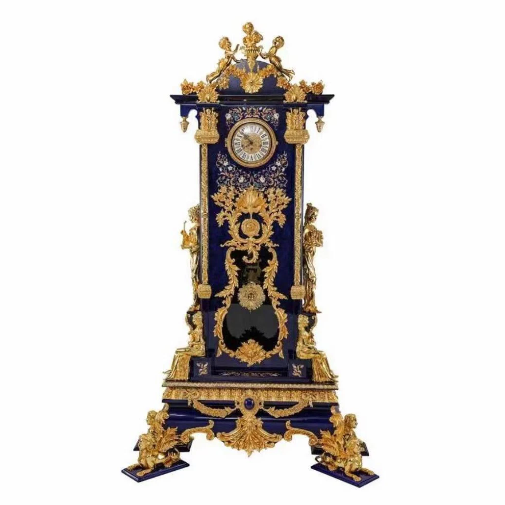 L125*W55*H232cm Classic Green Fashion Ceramic Copper Clock Large European Retro Floor Clock