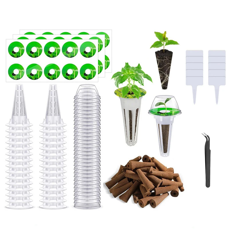 DD3190  50pcs Hydroponics Growing System Starting Grow Sponges Baskets Labels Garden Accessories Seed Pods Kit