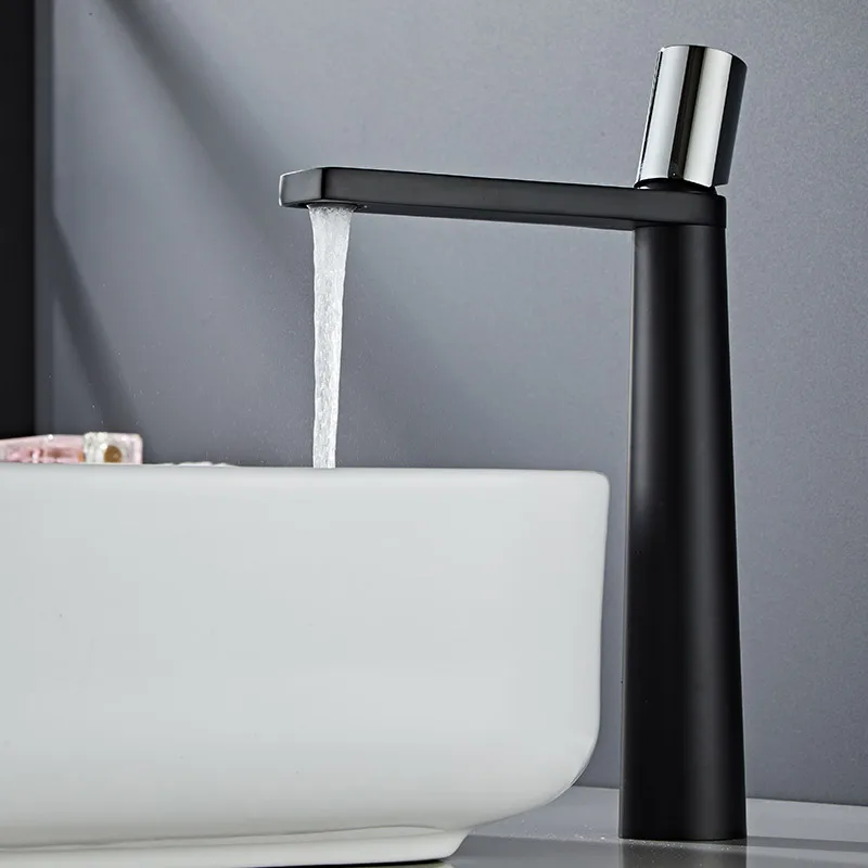 TOP1 Black White Basin Faucet Brass Faucet for Bathroom Deck Mounted Washbasin Taps Bathroom Sink Mixer Wash Basin Mixer