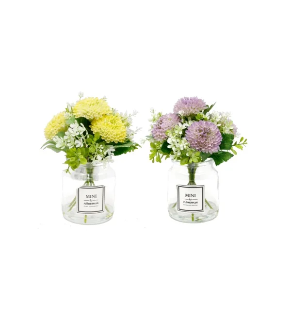 Artificial Ball Chrysanthemum Artificial Flower Bouquet Vase For Wedding Home Decor