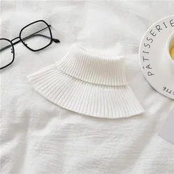 2021 Collar Ribbed Turtleneck Pullover Knitted Sweater Fake Collar Windproof Detachable False Collar Removable Scarf Wrap