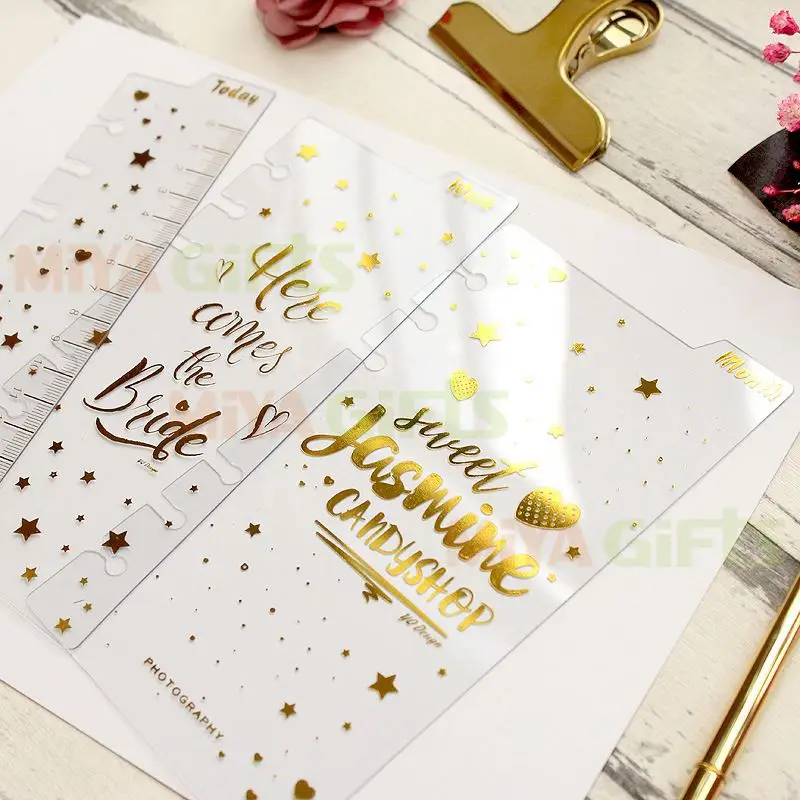 Планировщик ежедневник линейка сегодня заметки ПВХ высокий прозрачный золотой штамп маркер страниц твердый пластик блестящая карта