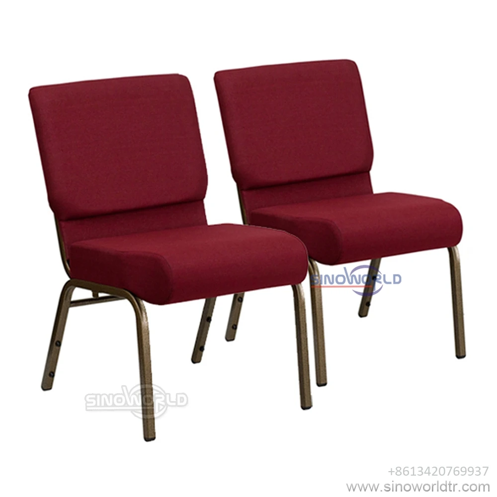 Foshan factory wholesale upholstered stackable steel fabric church chair for auditorium