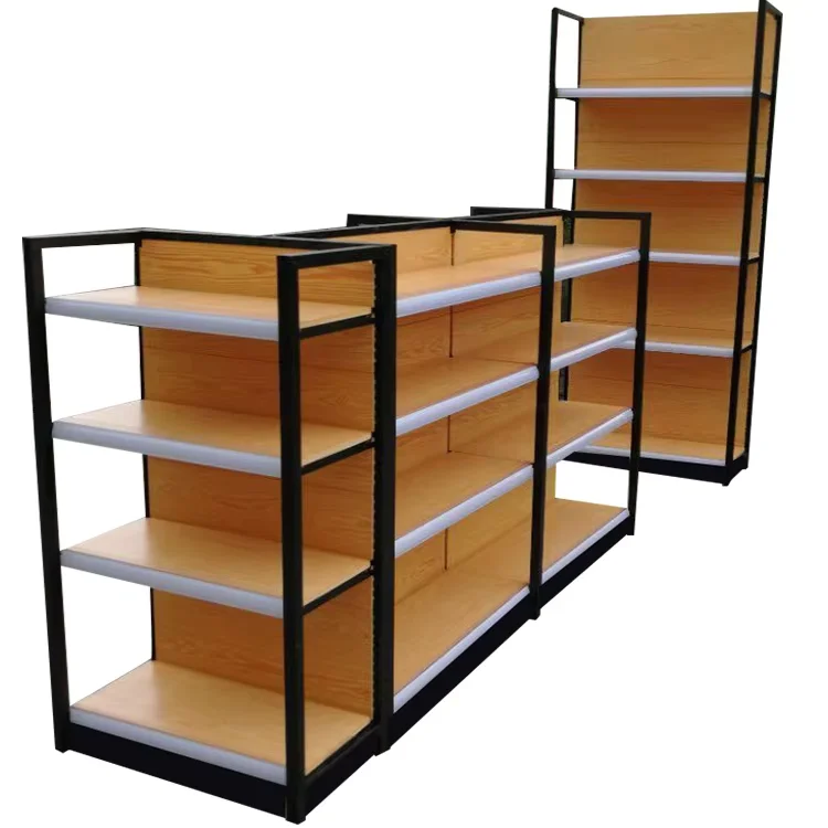 Supermarket Perforated Back Panel Shelf Cosmetic Display Heavy Duty Metal Supermarket Display Shelf stationery Display Rack