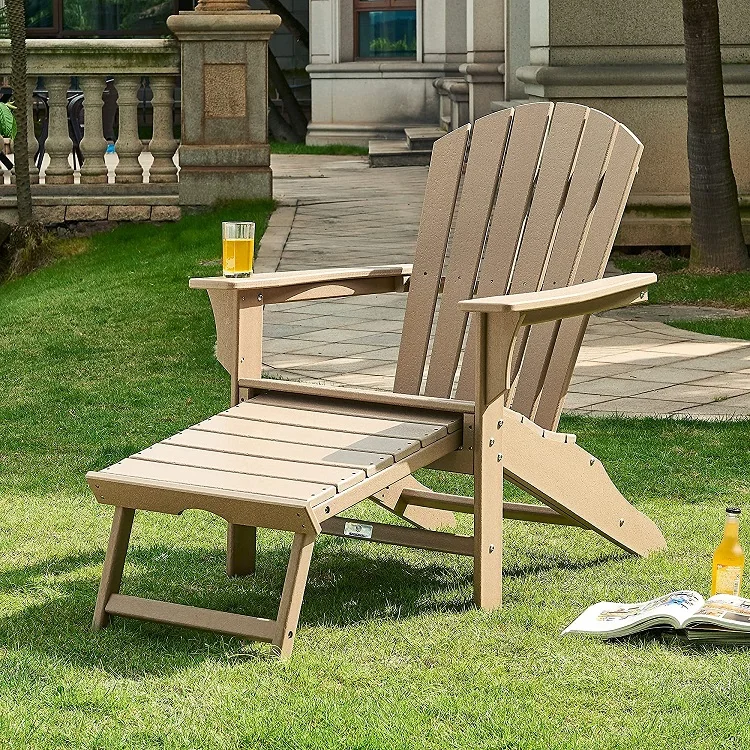 Деревянный стул Adirondack с выдвижным оттоманком уличная мебель для отдыха патио газона сада двора