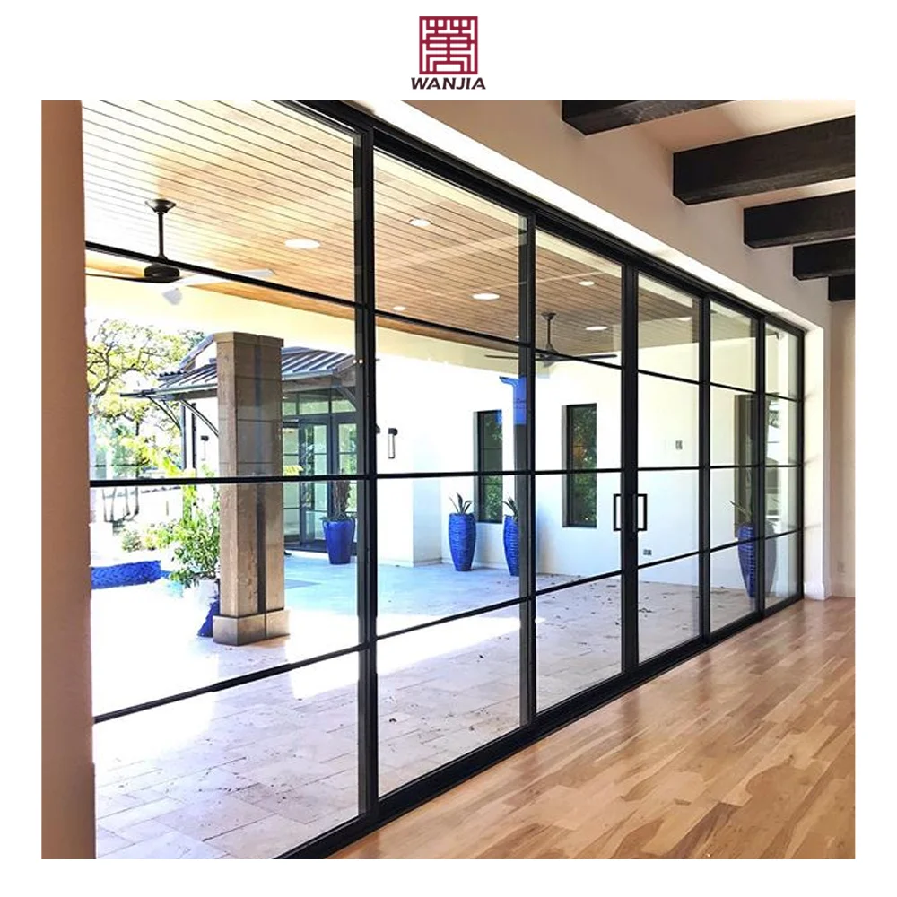 Minimalist Interior Partition Soundproof Slim Narrow Frame Double Glass Aluminum Sliding Doors