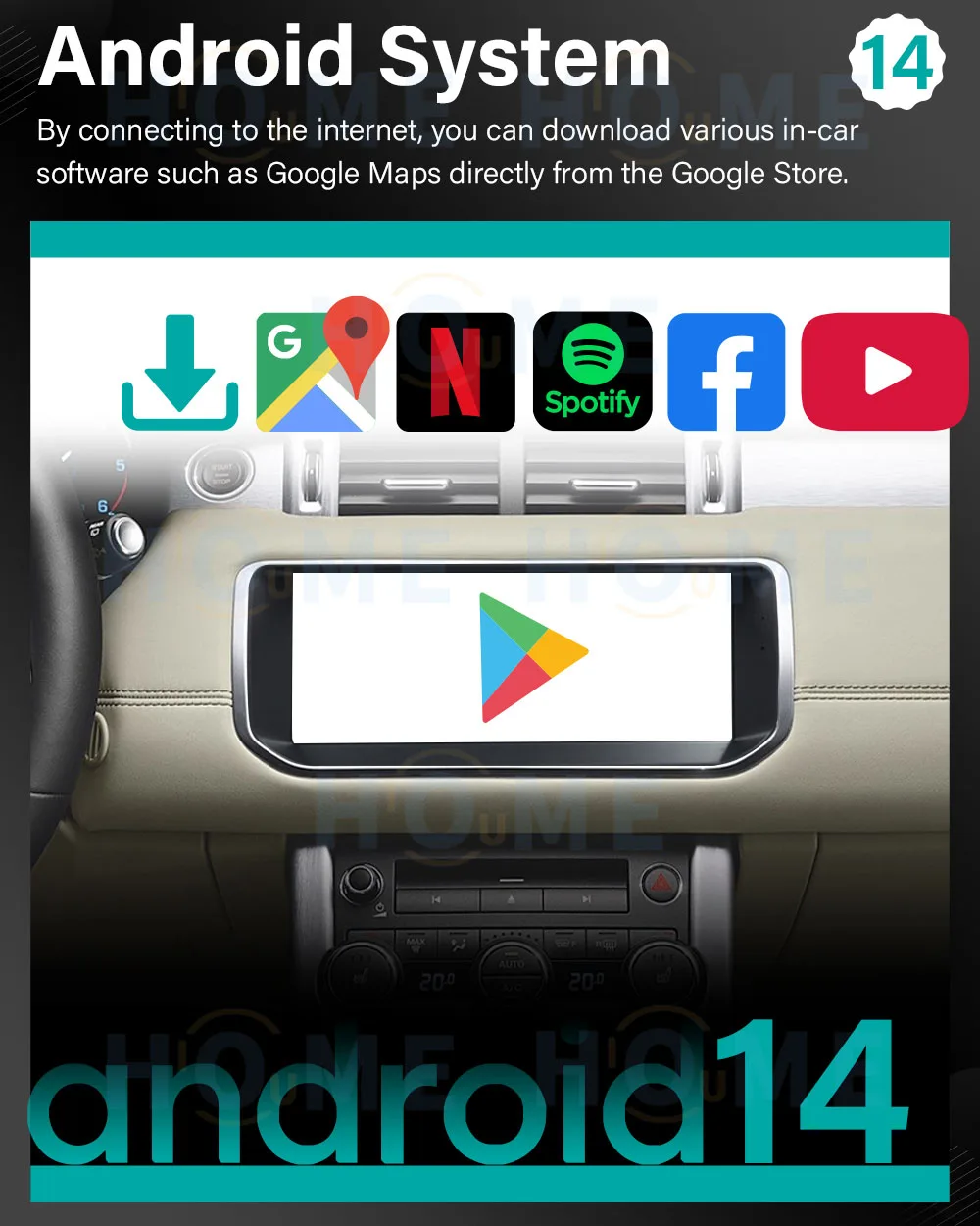 Android 14 Car DVD Radio Multimedia Player GPS Navigation For Land Rover Range Rover Evoque 2012 - 2019 Carplay Auto Host Unit