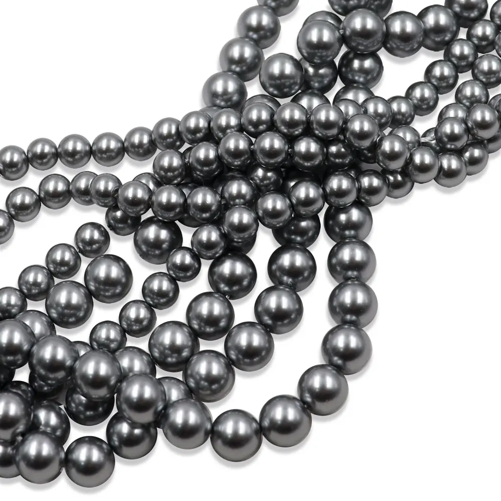 In stock 6mm round pearl beads high quality black color pearl beads for jewelry and bracelet making