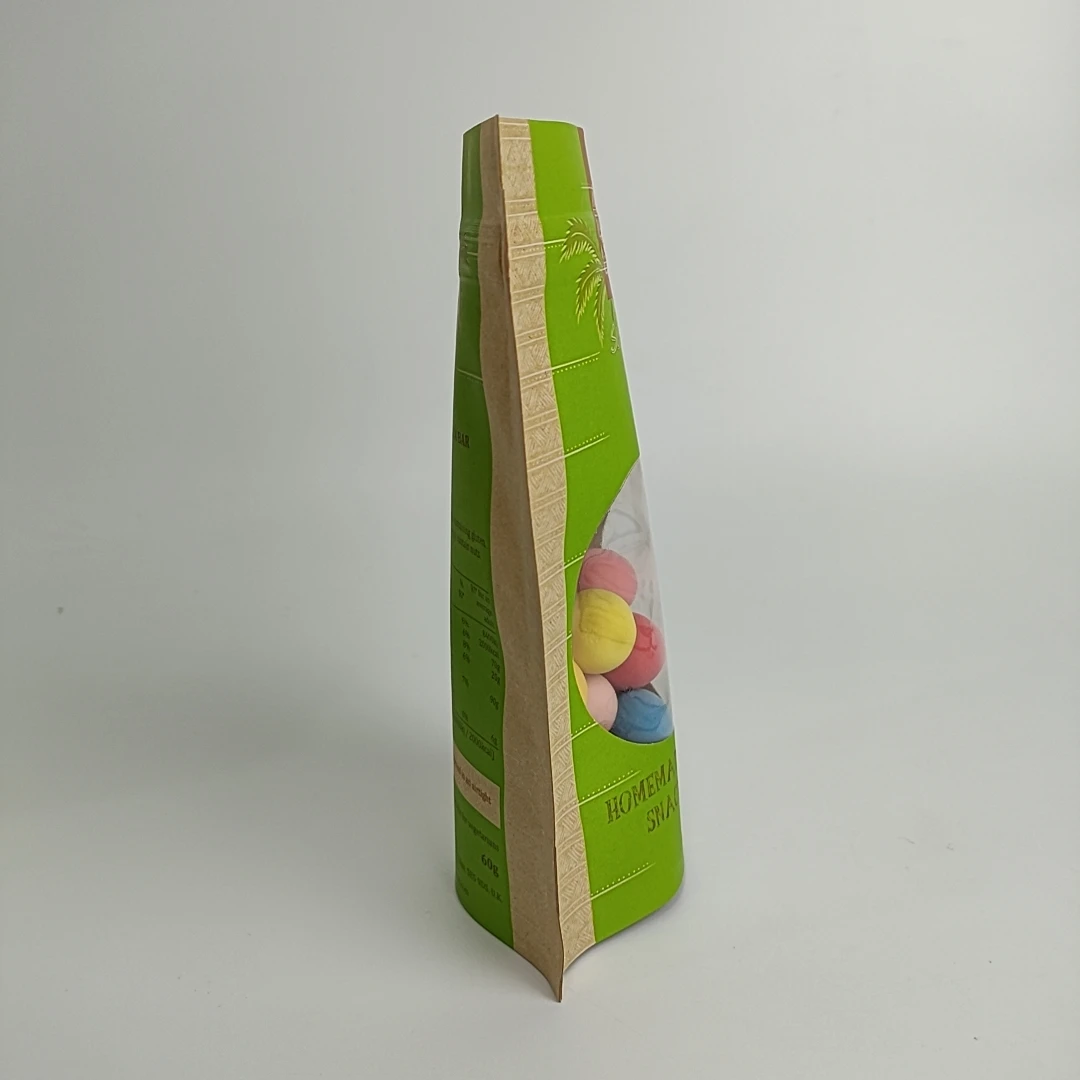 Wholesalers zipper kraft paper bag with window stand up peanut snack packaging bag