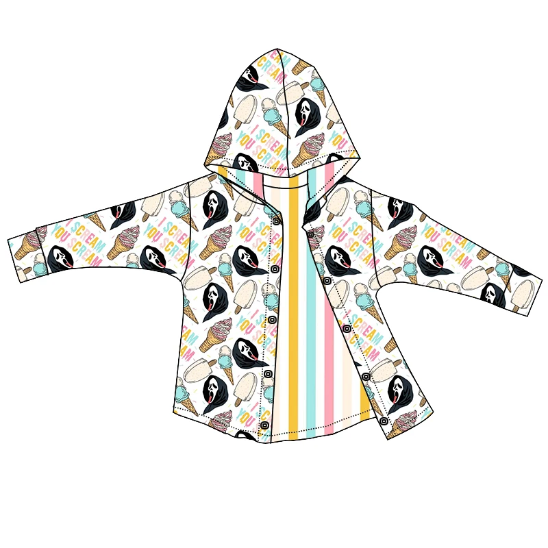 Wholesale Western Style Fall Winter Kids Boy Girl Hooded Tops Double Layers Long Sleeve Toddler Baby Reversible Cardigan Jacket