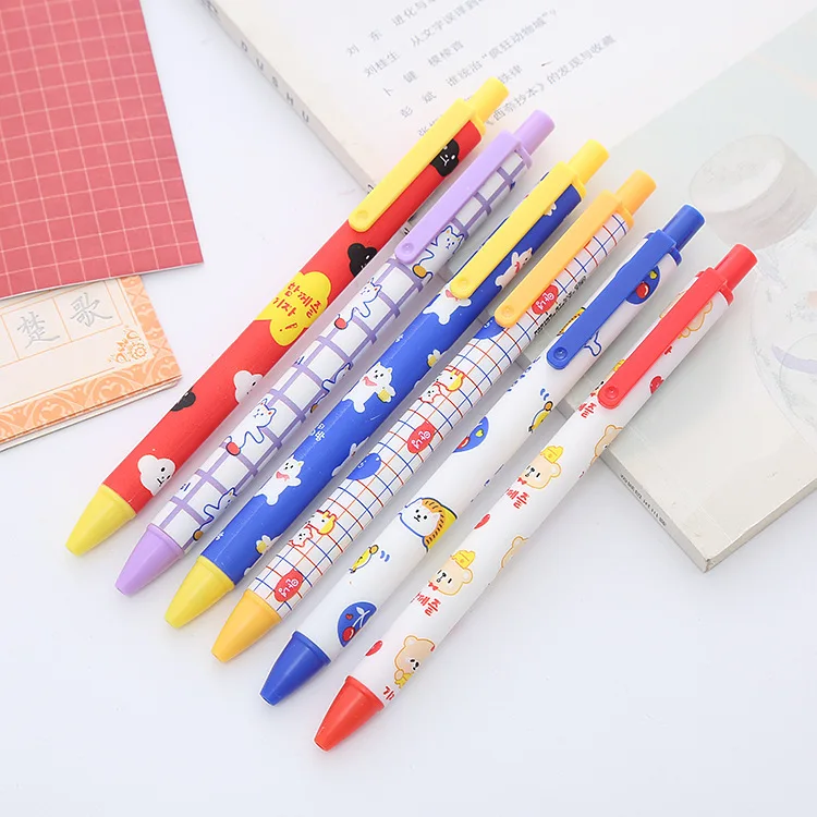 Plastic Cartoon Kawaii Ball Point Pens Wholesale Custom Printed Cute Ballpoint Pen For School