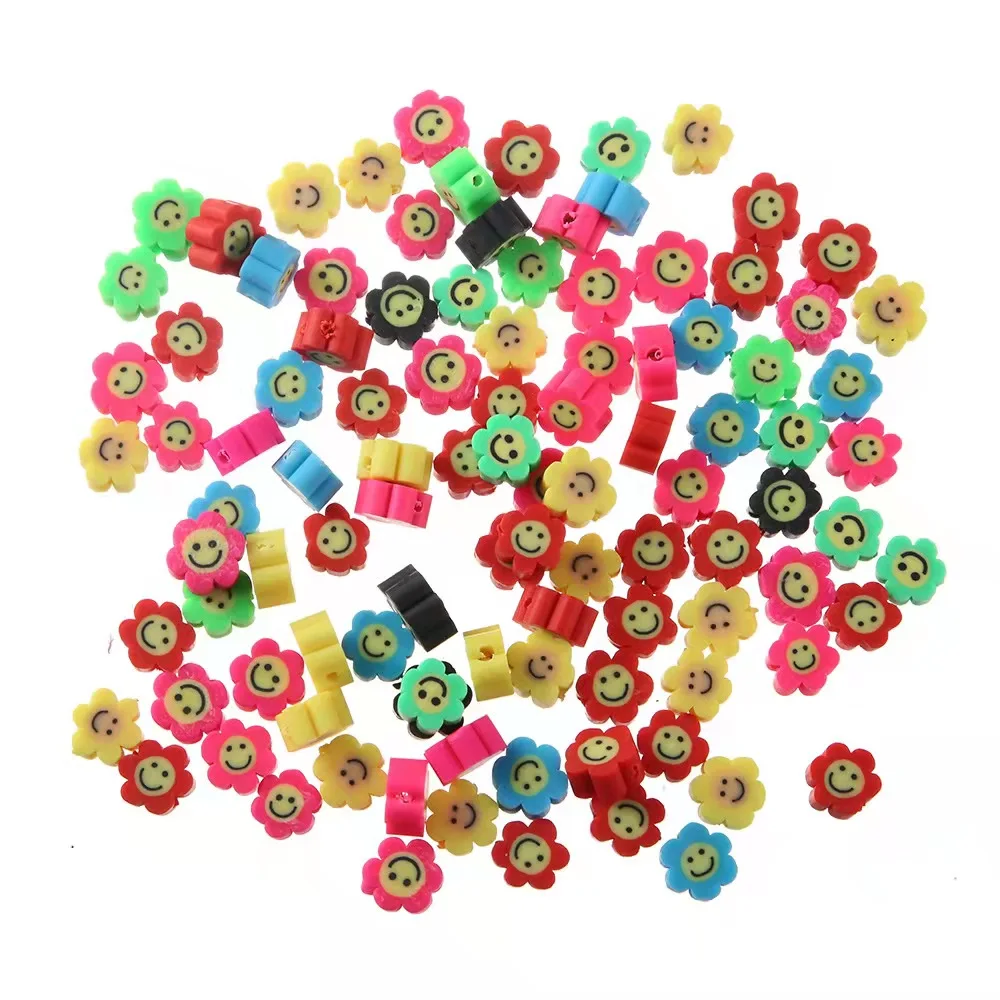 polymer clay spacer beads smiley sunflower  beads for DIY jewelry accessories