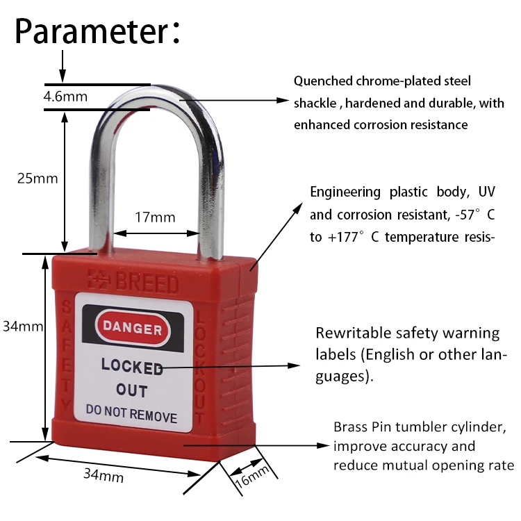 Breed Mini Keyed Alike Padlock Lock Industrial Small Safety Padlock Steel Shackle Kd KA G301