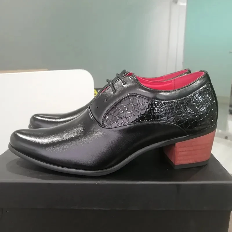 2023 New Styles Luxury Big Size 46 Formal Walking Wedding Office Casual Leather High Heel Dress Shoes for Men