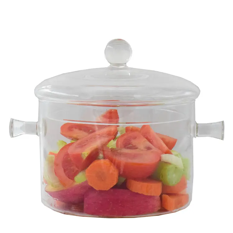 Hot Sale Homeware Borosilicate Glass Simmer Pot,Clear Glass Cooking Pot Set With Cover, High Quality Glass Pot Cooking